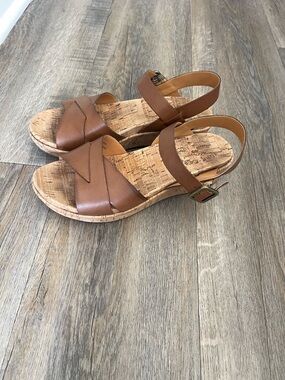 Women's Kork-Ease Myrna 2.0 Tan Cork Wedge Sandals with Ankle Strap Size 7